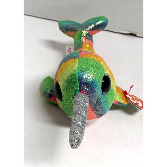 Ty Beanie Boos New Nori Rainbow Norwhal Plush Stuffed Animal Toy 8.5 in length - Picture 2 of 4